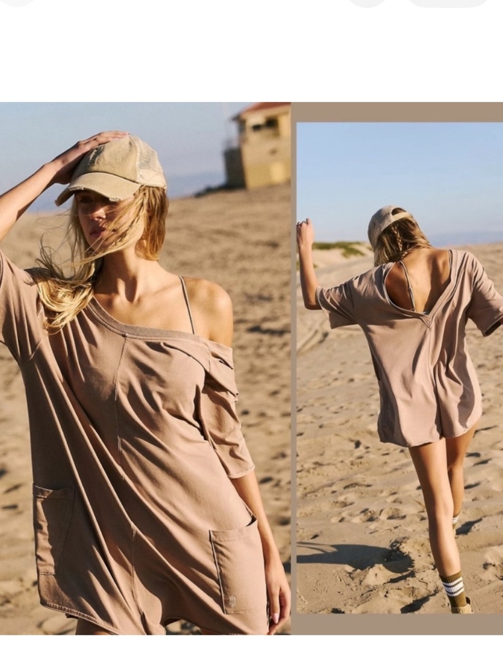 NWT Free People Hot Shot Tee Romper in Mocha Latte Size
Medium